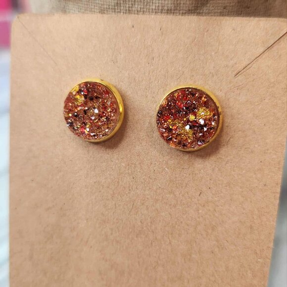 ✨ Handmade Resin Druzy Earrings – Autumn Sparkle ✨ - Picture 8 of 9